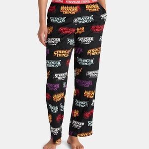 Stranger Things Print Velour Sleep Pants for Women large